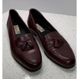 Stanley Blacker Men 11 Burgundy Tassel Loafers Made In Italy Leather Dress Shoes